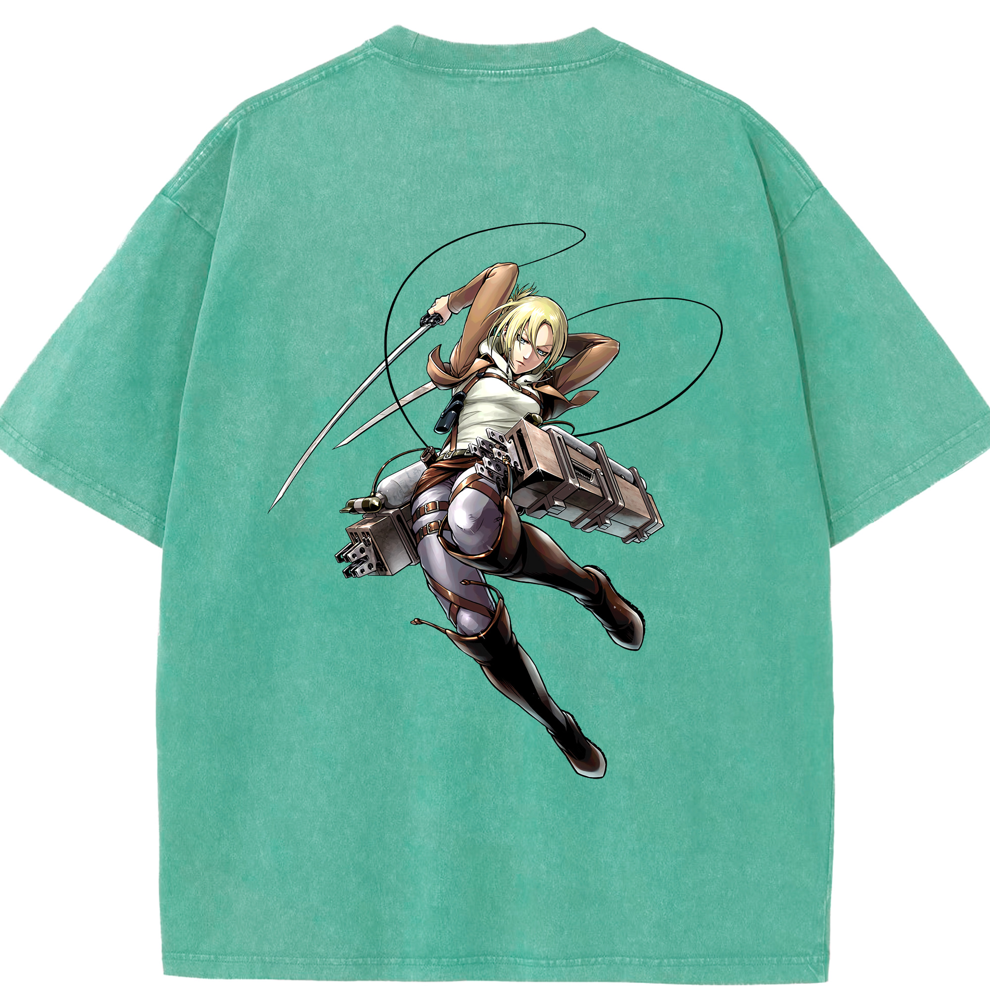 （画像用） 進撃の巨人 アニ・レオンハート Attack on Titan Annie Leonhart 綿100% ヴィンテージ風 半袖Tシャツ（背面プリント）